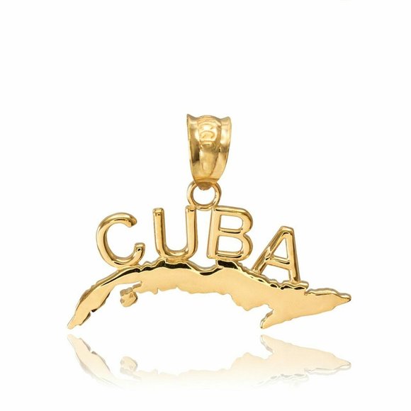 10k Solid Gold CUBA Pendant Yellow White Rose
